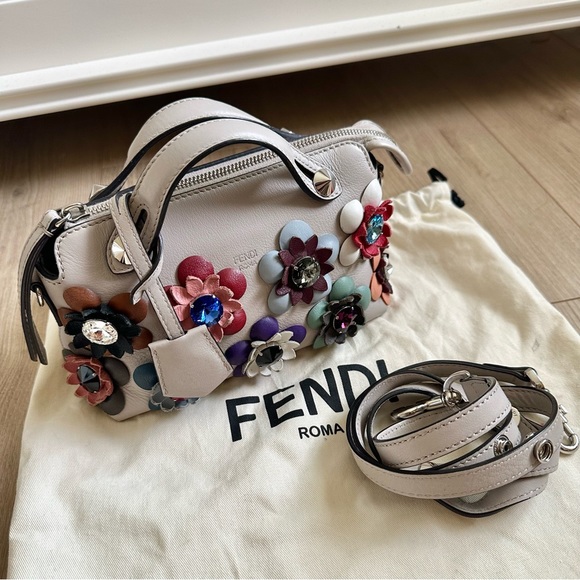 Fendi By The Way Mini Limited Edition Floral Embellished Small Boston Bag - Picture 12 of 13
